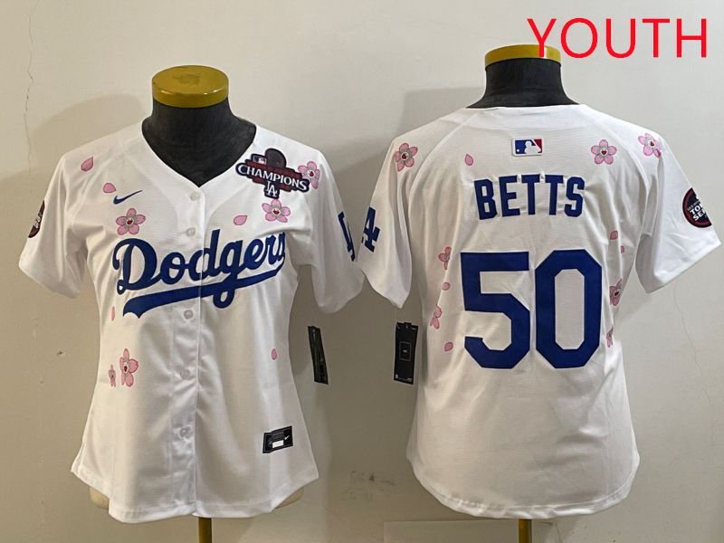 Youth Los Angeles Dodgers #50 Betts Sakura Edition 2025 Nike MLB Jersey style 8->youth mlb jersey->Youth Jersey